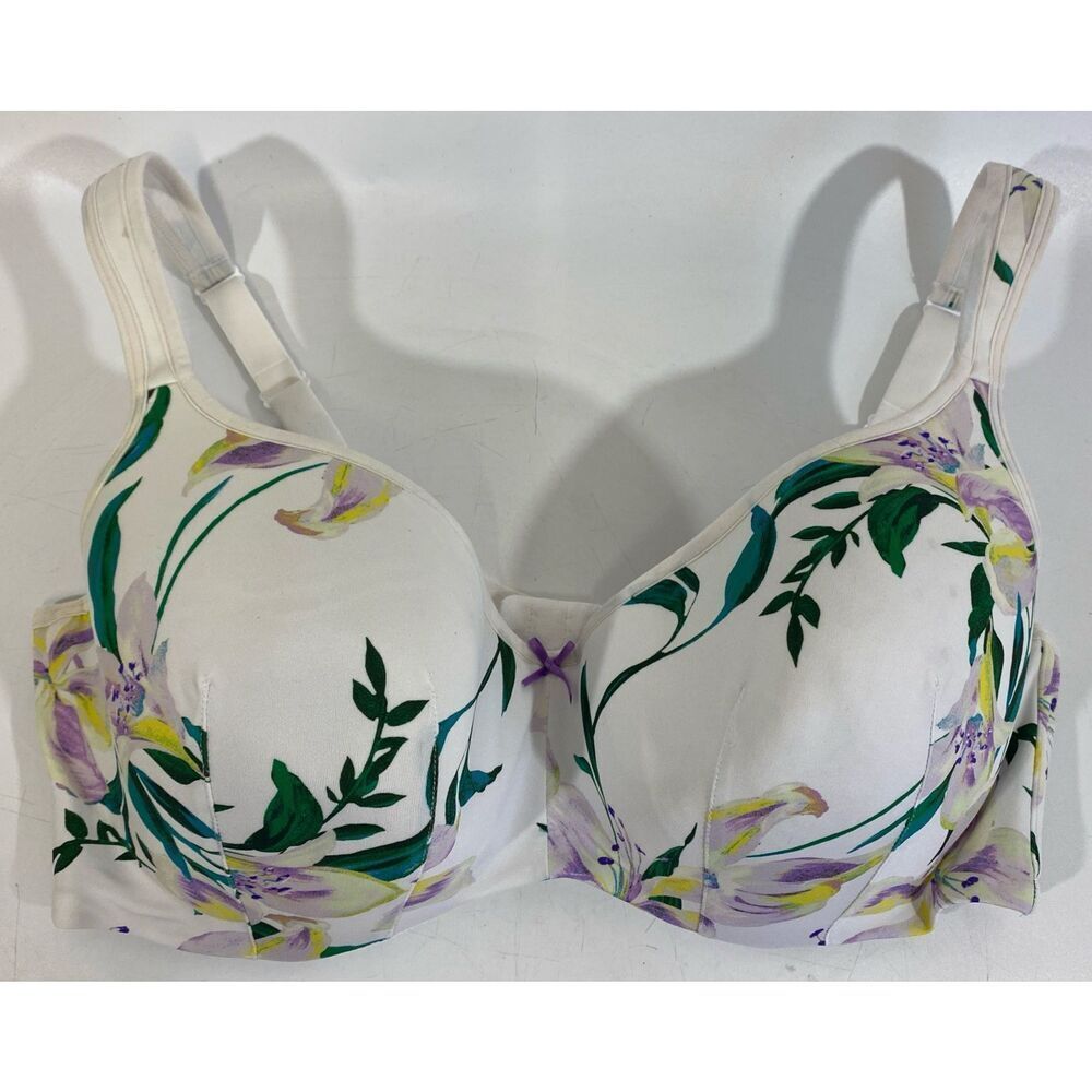 Womens Cacique Plus Smooth Balconette Bra Purple Floral 42DDD